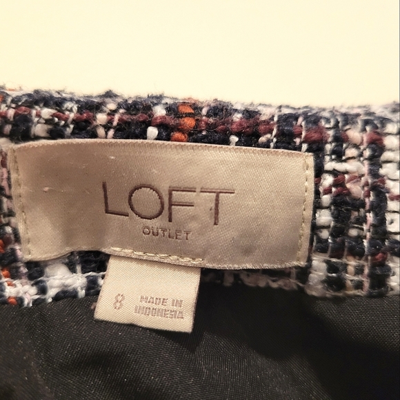 2/$18 Loft Plaid Tweed Red White Black Mini A-Line Pencil Skirt 8 GUC - Picture 9 of 10